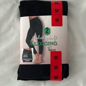 Felina 2 Pack Black Velvety Soft 7/8 Leggings